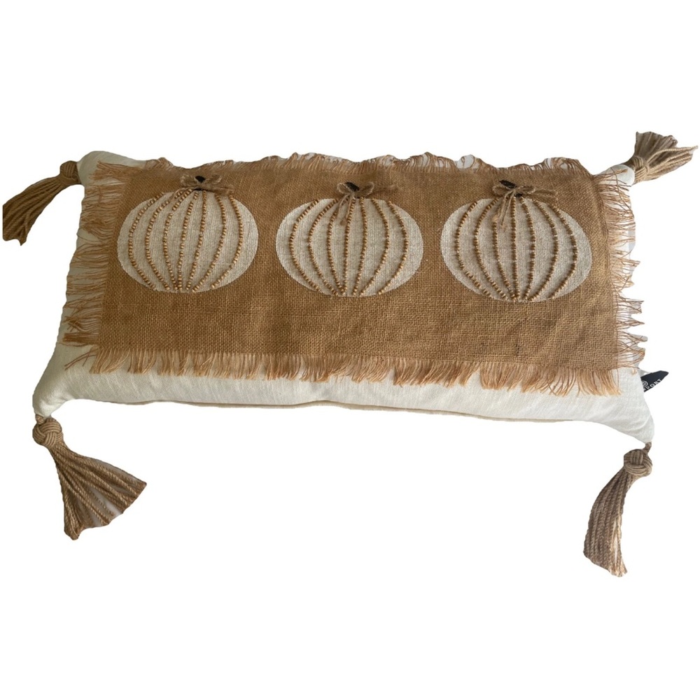 Newport Beaded Accent Thanksgiving Pillow Pumpkin Fall Design 🍂